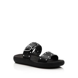 ANCIENT GREEK SANDALS Womens Black Preveza Wedge Slip On Slide Sandals 37